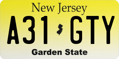 NJ license plate A31GTY