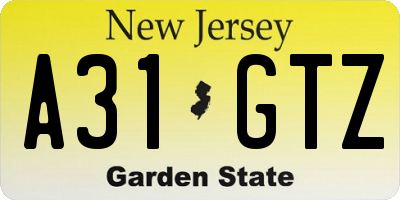 NJ license plate A31GTZ