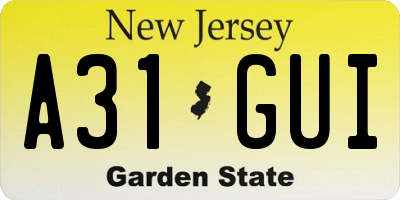 NJ license plate A31GUI