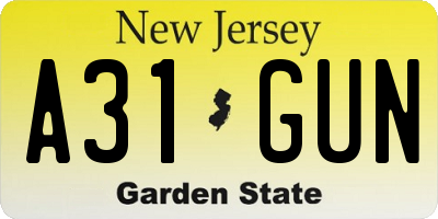 NJ license plate A31GUN