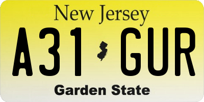 NJ license plate A31GUR