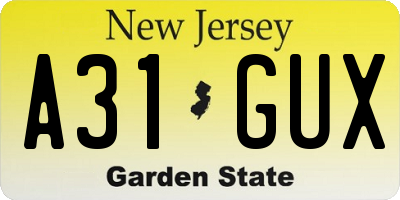 NJ license plate A31GUX