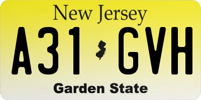 NJ license plate A31GVH