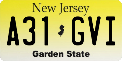 NJ license plate A31GVI
