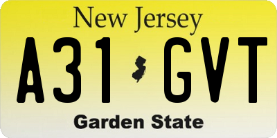NJ license plate A31GVT
