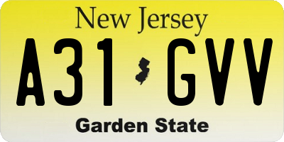 NJ license plate A31GVV