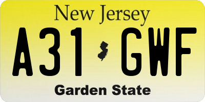 NJ license plate A31GWF