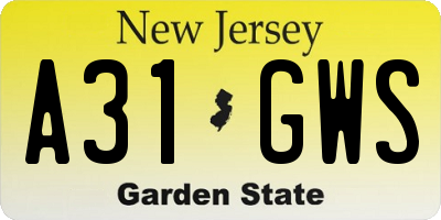 NJ license plate A31GWS