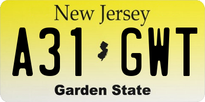 NJ license plate A31GWT