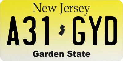NJ license plate A31GYD