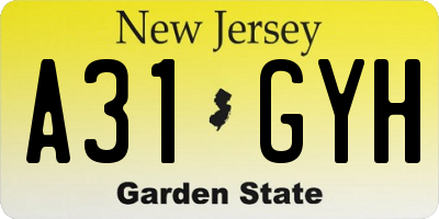 NJ license plate A31GYH
