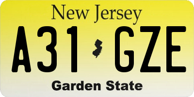 NJ license plate A31GZE