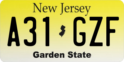 NJ license plate A31GZF