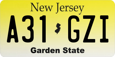 NJ license plate A31GZI