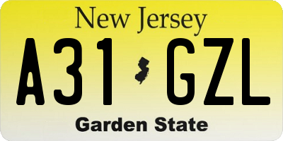 NJ license plate A31GZL