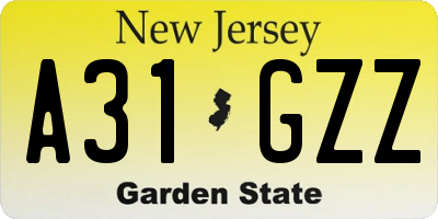 NJ license plate A31GZZ