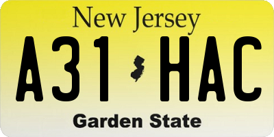 NJ license plate A31HAC