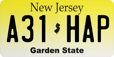 NJ license plate A31HAP