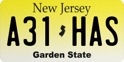 NJ license plate A31HAS