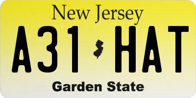 NJ license plate A31HAT