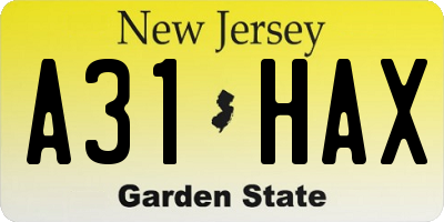 NJ license plate A31HAX