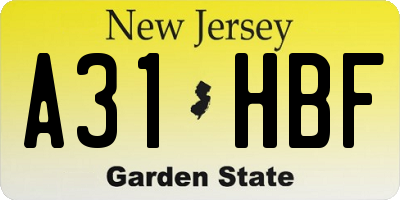 NJ license plate A31HBF