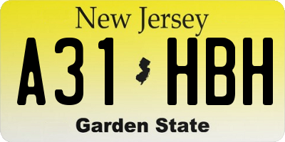 NJ license plate A31HBH