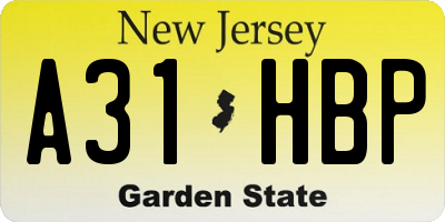 NJ license plate A31HBP