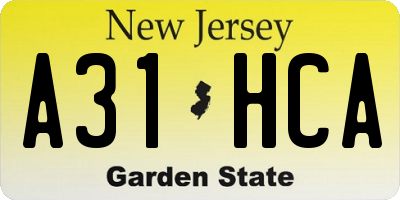 NJ license plate A31HCA