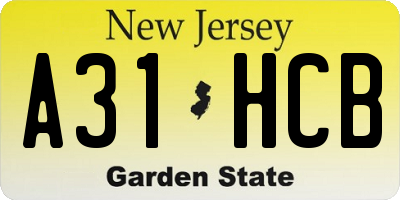 NJ license plate A31HCB