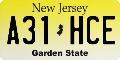 NJ license plate A31HCE