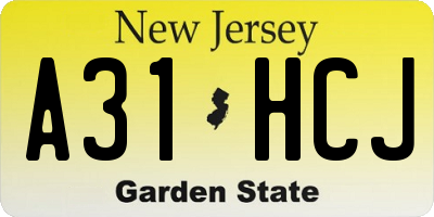 NJ license plate A31HCJ