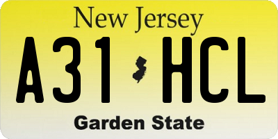 NJ license plate A31HCL