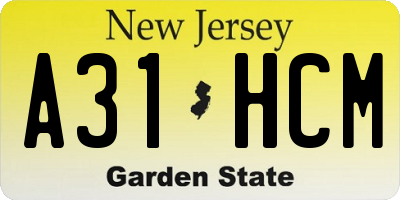 NJ license plate A31HCM