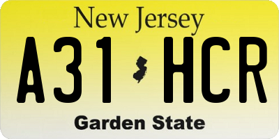 NJ license plate A31HCR