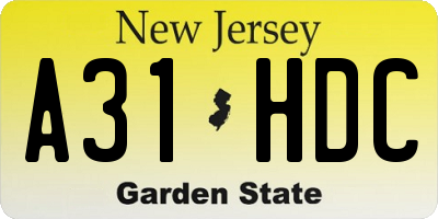 NJ license plate A31HDC