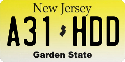 NJ license plate A31HDD