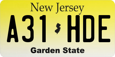 NJ license plate A31HDE