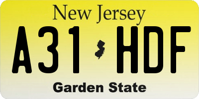NJ license plate A31HDF