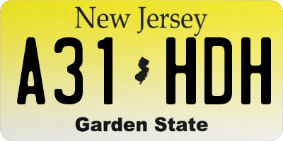 NJ license plate A31HDH