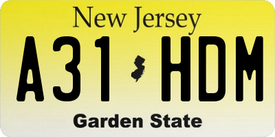 NJ license plate A31HDM