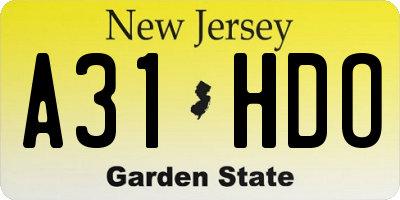 NJ license plate A31HDO