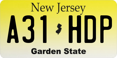 NJ license plate A31HDP