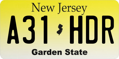 NJ license plate A31HDR