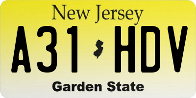 NJ license plate A31HDV