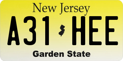 NJ license plate A31HEE