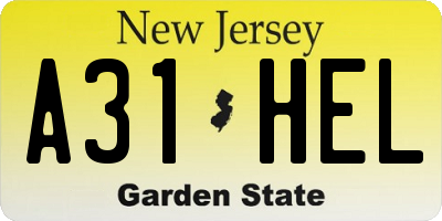 NJ license plate A31HEL