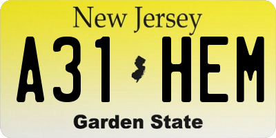 NJ license plate A31HEM