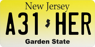 NJ license plate A31HER