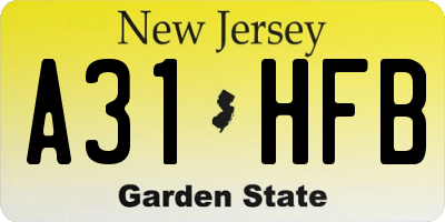 NJ license plate A31HFB